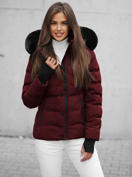 Kurtka zimowa damska z futerkiem bordowa OZONEE JS/M770/06Z