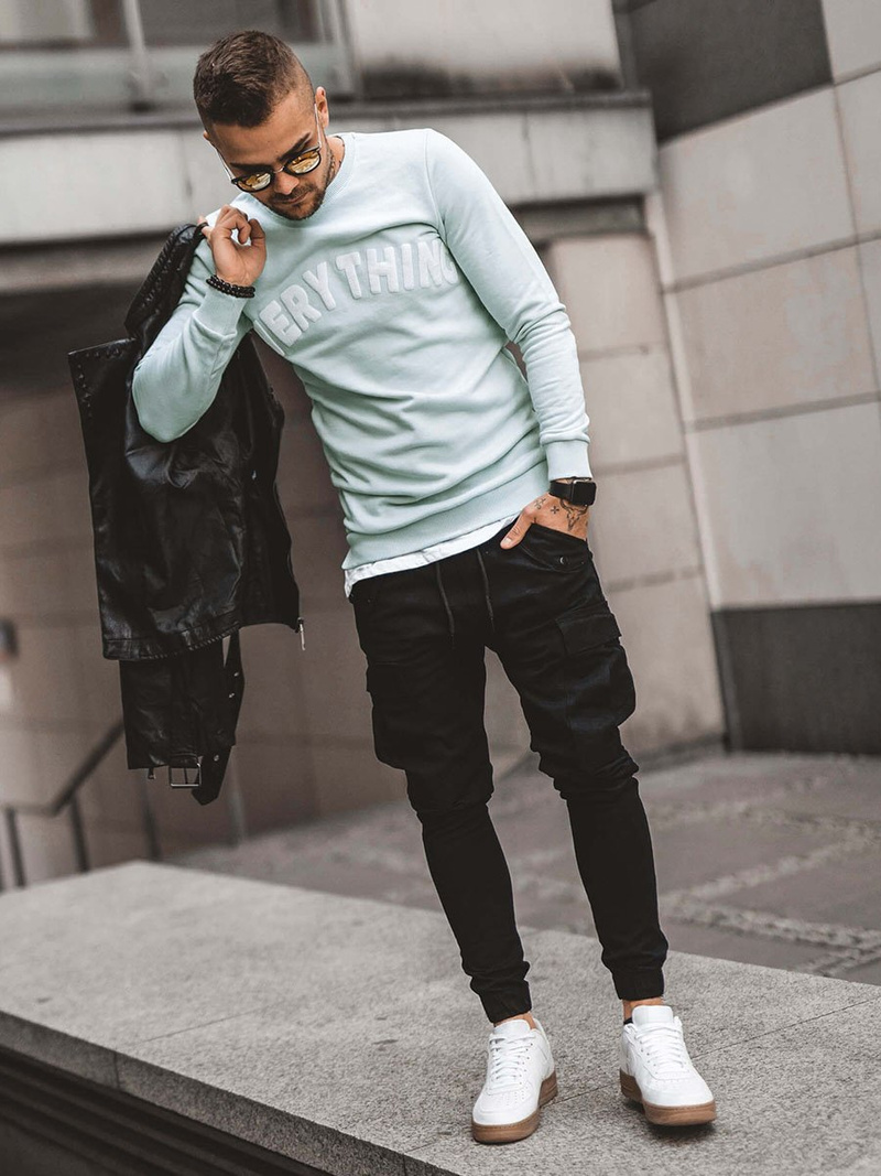 Spodnie męskie chino joggery czarne OZONEE A/1005