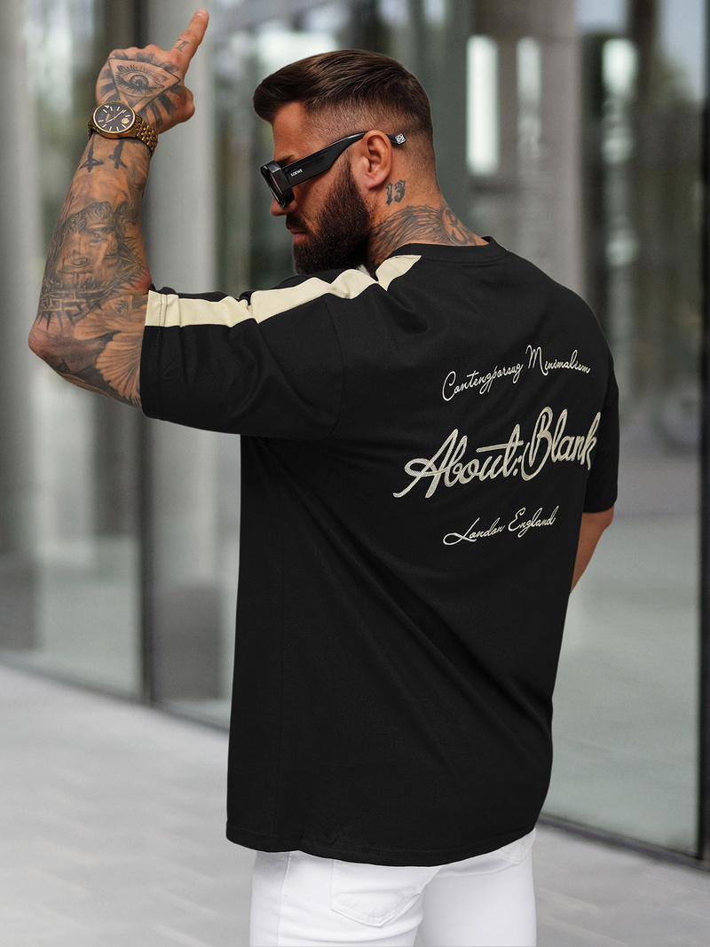 T-shirt męski loose fit czarny OZONEE O/QQ1195