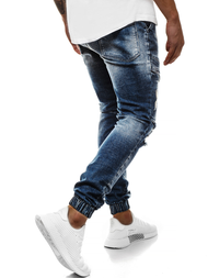 Spodnie jeans jogger męskie ciemno-niebieskie OZONEE G/1067