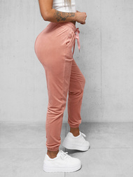 Spodnie dresowe damskie welurowe pudrowe OZONEE O/390177M