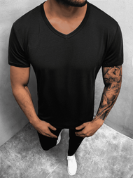 T-Shirt męski bez nadruku czarny OZONEE JS/712007