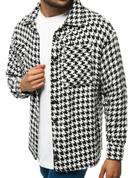 Koszula męska oversize w kratę czarno-biała OZONEE MACH/G809Z