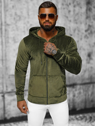 Bluza welurowa męska z kapturem khaki OZONEE JS/8B1168/29