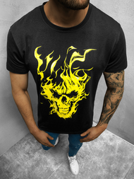 T-Shirt męski z nadrukiem czarny OZONEE JS/Y70020