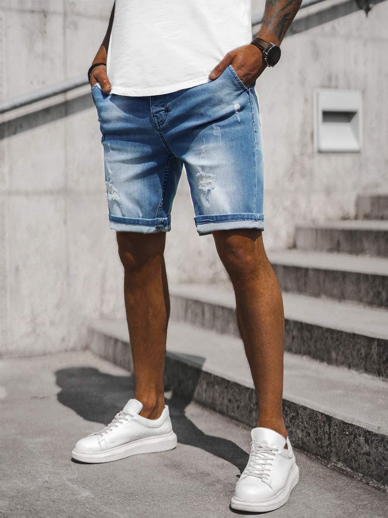 Spodenki męskie jeansowe jasnoniebieskie OZONEE NB/MP0036BC/1Z