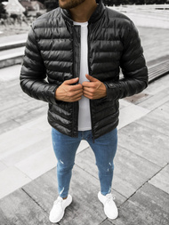 Kurtka zimowa skórzana męska czarna OZONEE O/9026