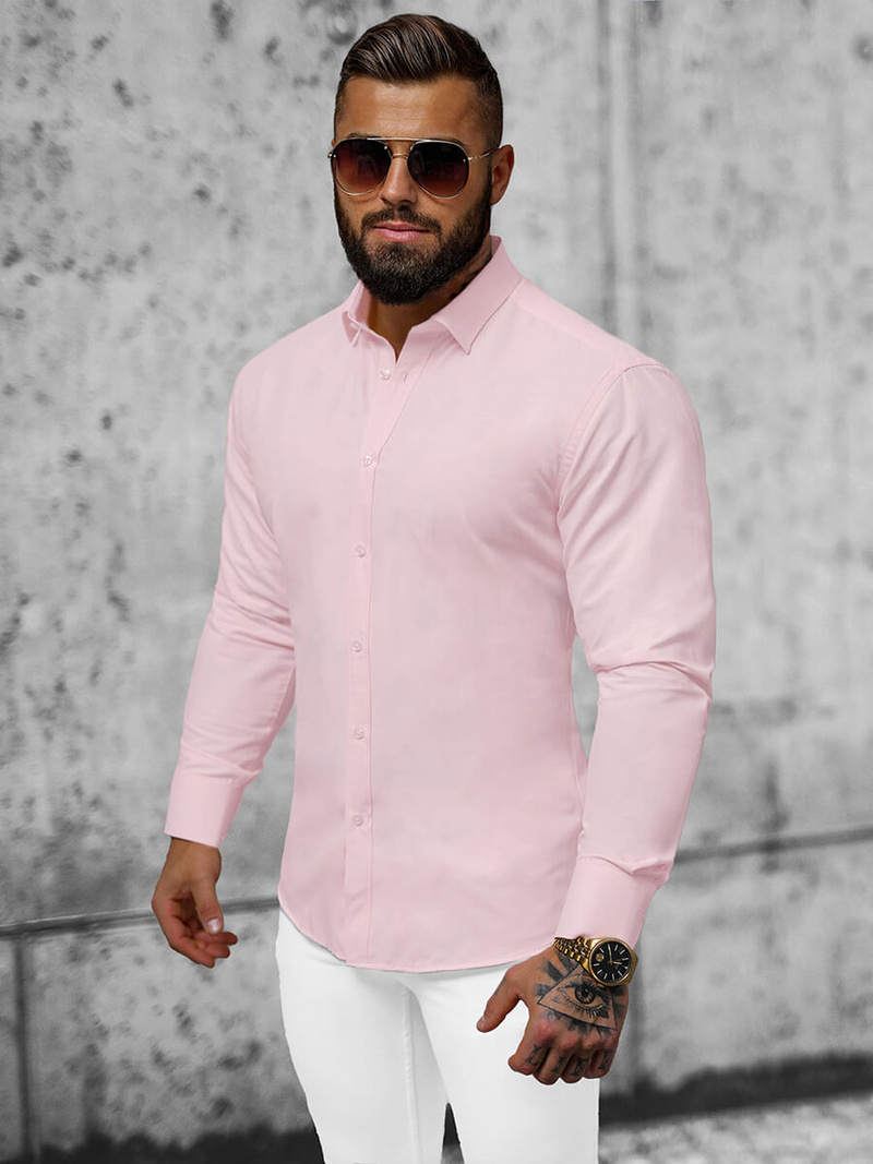 Класична сорочка чоловіча Яскраво-Рожева OZONEE O/V23