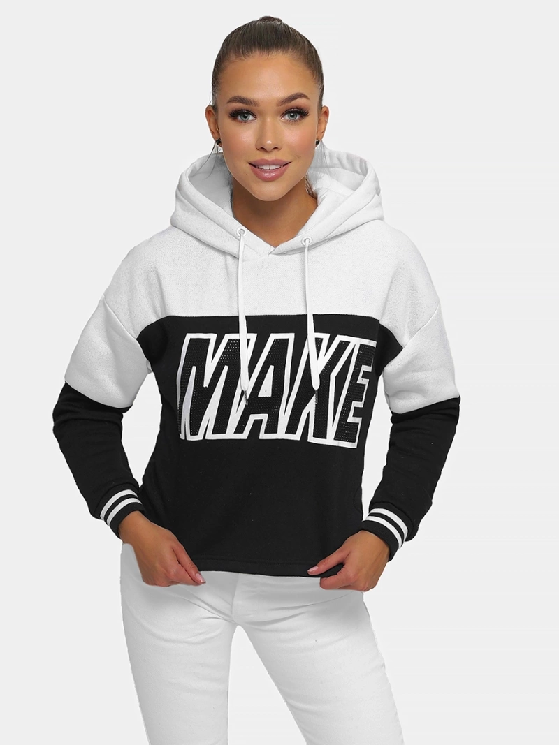 Bluza z kapturem damska biała OZONEE JS/B26024