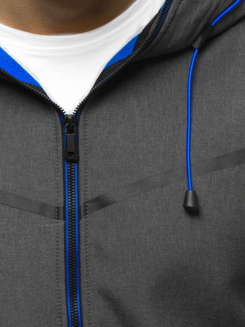 Kurtka softshell męska z kapturem grafitowa OZONEE JS/KS2194