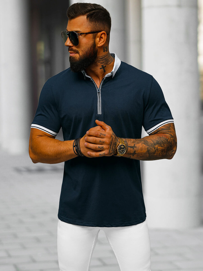 Футболка Поло Чоловіча Tемно-Cиня OZONEE O/DA743