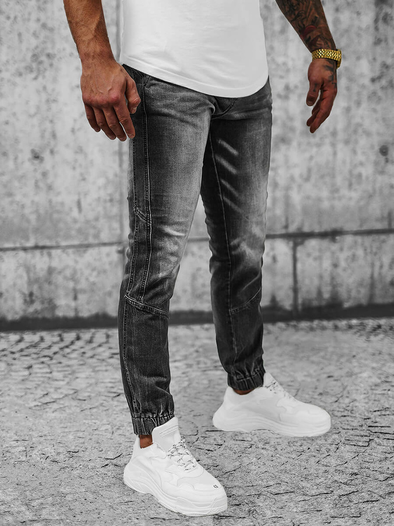 Spodnie jeansowe joggery męskie czarne OZONEE NB/MP0118N