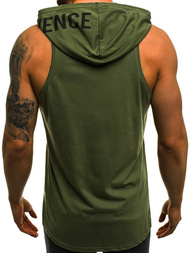 Koszulka bez rękawów z kapturem męska zielona OZONEE O/2537 