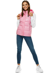 Стьобаний жіночий жилет світло -рожевий OZONEE O/SW025/21