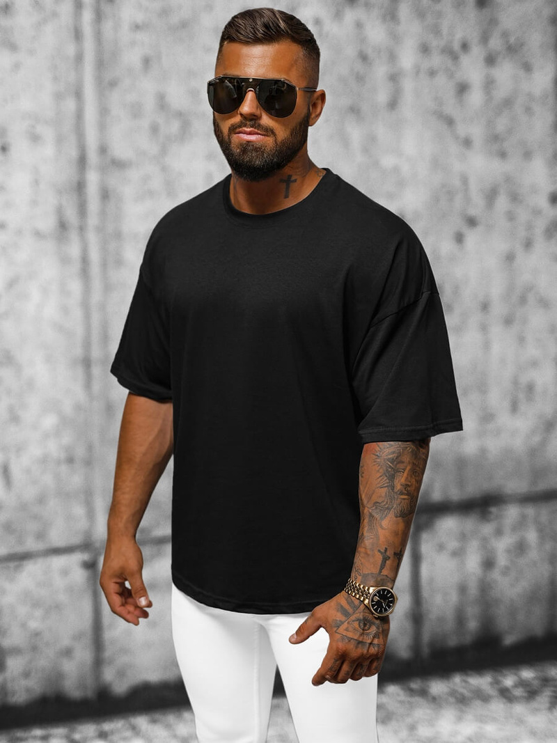 T-shirt męski oversize czarny OZONEE O/3436