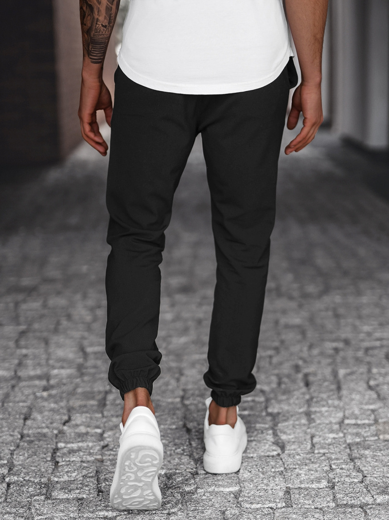 Spodnie męskie chino joggery materiałowe czarne OZONEE DJ/5539Z