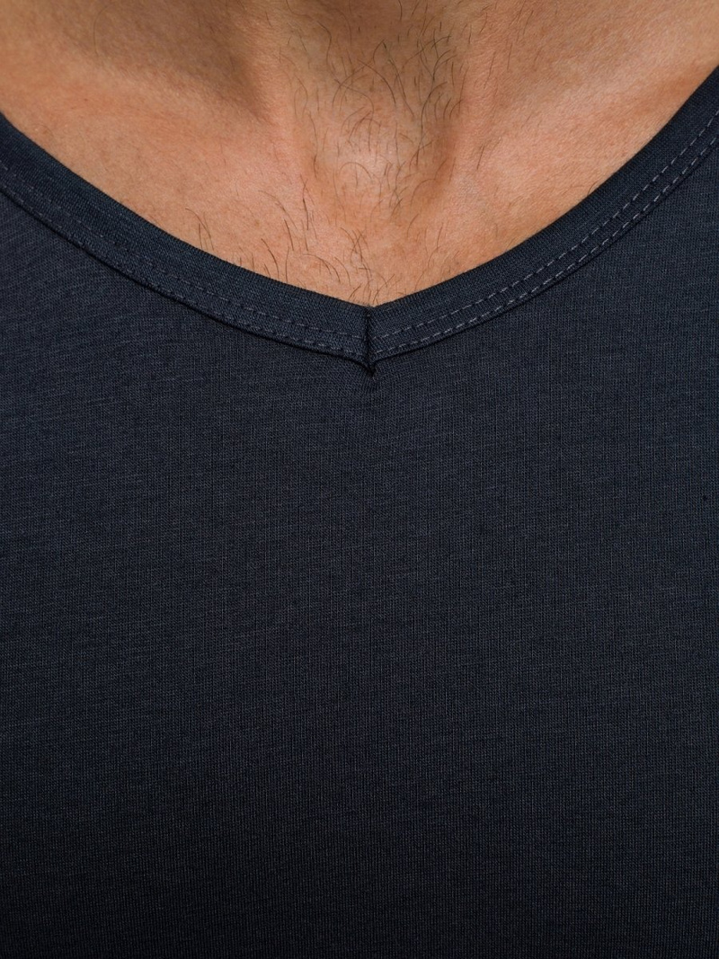 T-Shirt męski bez nadruku granatowy OZONEE JS/712007