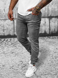 Spodnie jeansowe joggery męskie grafitowe OZONEE NB/MP0275GC