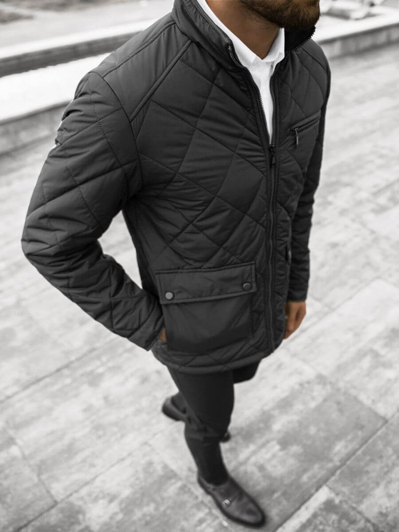 Kurtka przejściowa męska czarna OZONEE JS/22M11/1