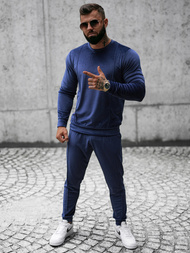 Komplet dresowy męski welurowy granatowy OZONEE O/12129