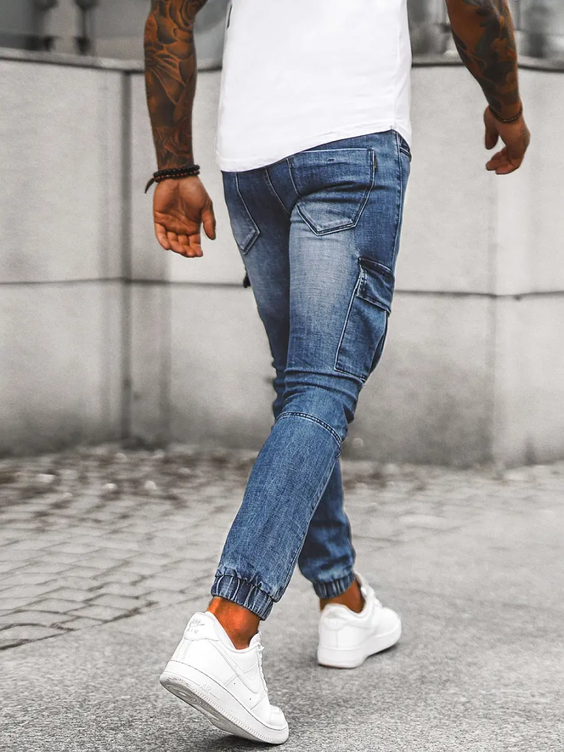 Spodnie jeansowe joggery męskie niebieskie OZONEE NB/MP0092BS