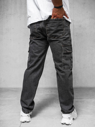 Spodnie jeansowe męskie wide leg grafitowe OZONEE DO/4001