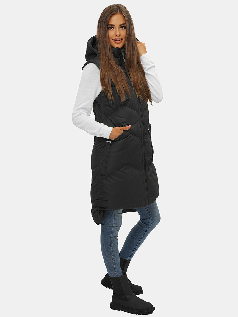 Стьобаний жіночий жилет чорний OZONEE JS/M788/392