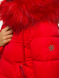 Kurtka zimowa damska parka z futerkiem czerwona OZONEE O/SW028/4