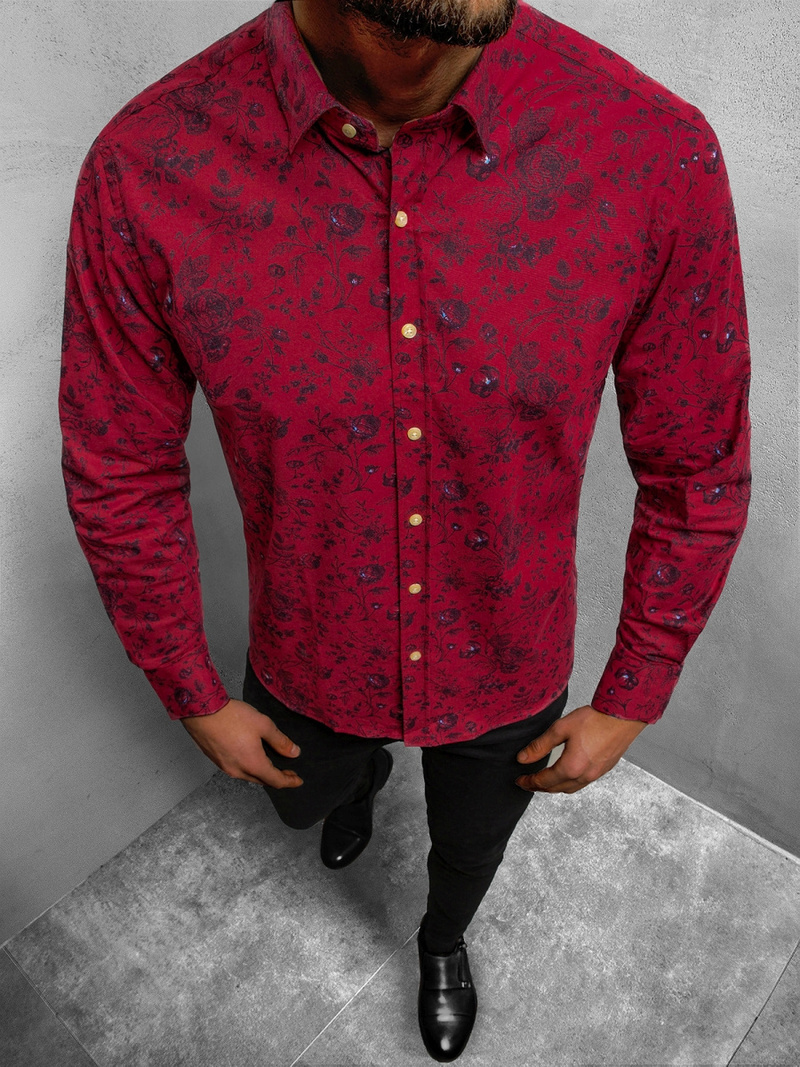 Koszula męska bordowa OZONEE B/G7