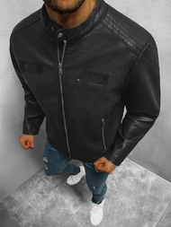 Чоловіча шкіряна куртка Чорна OZONEE JB/JP1122Z
