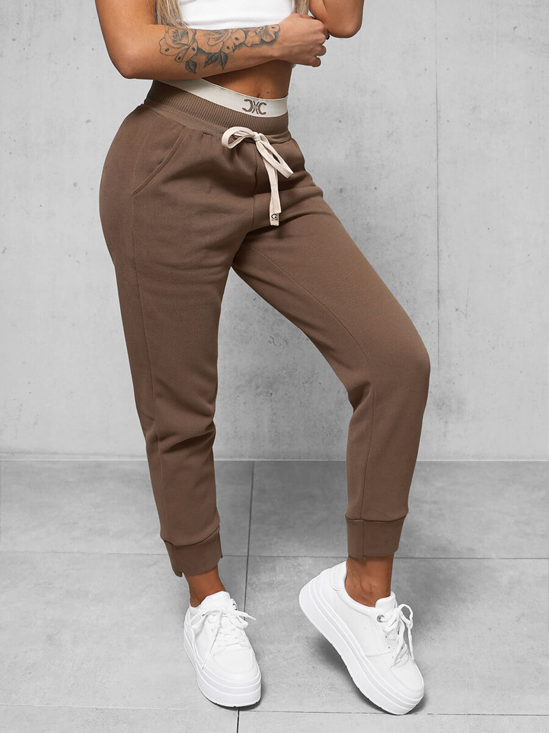 Spodnie dresowe damskie brązowe OZONEE O/10658