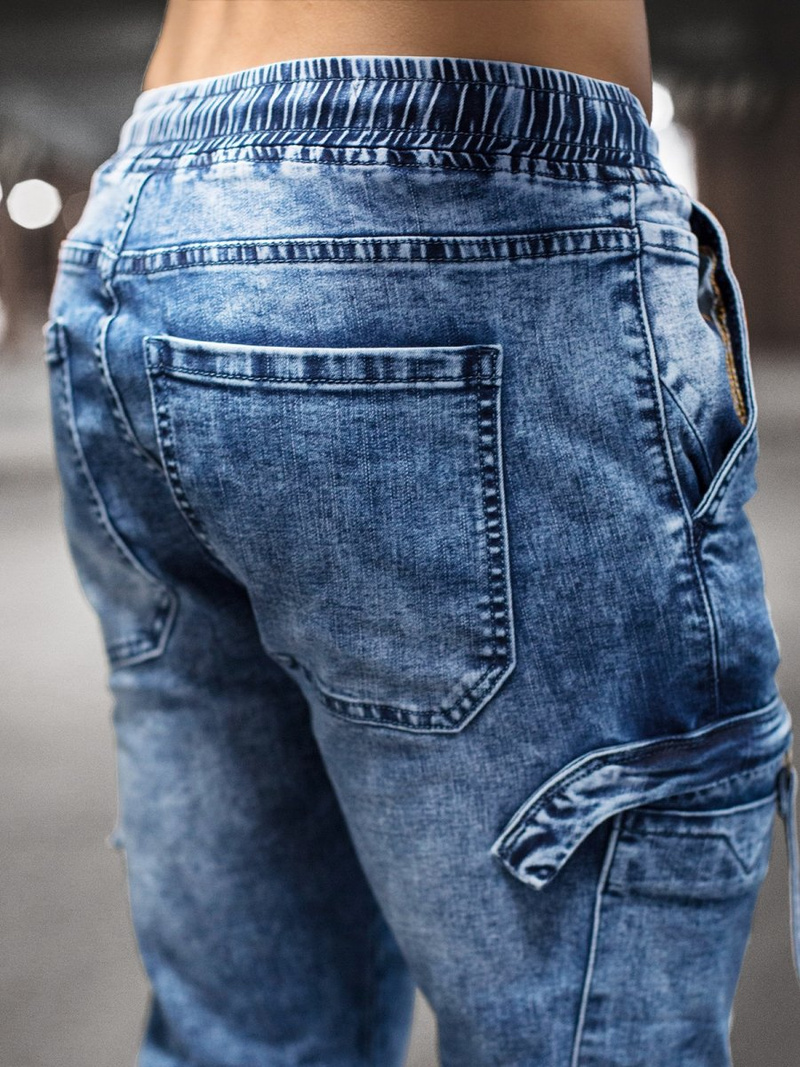 Spodnie jeansowe joggery męskie niebieskie OZONEE O/TF039Z