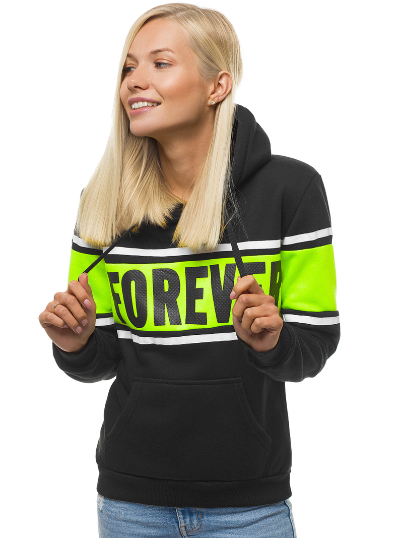 Bluza z kapturem damska czarna OZONEE JS/KSW2004