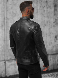 Kurtka skórzana męska czarna OZONEE O/8901