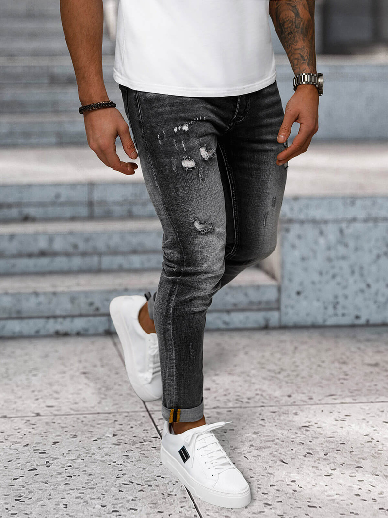 Spodnie jeansowe męskie czarne OZONEE NB/MP0169G