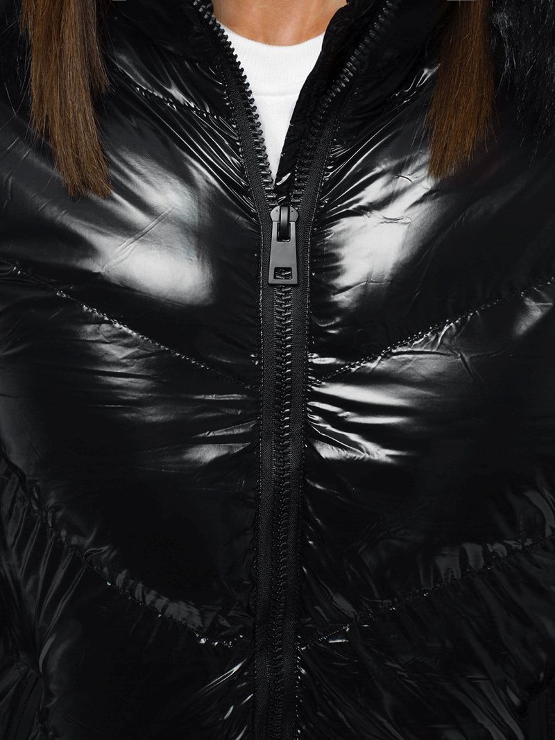 Kurtka zimowa damska parka z futerkiem czarna OZONEE JS/M23069/5