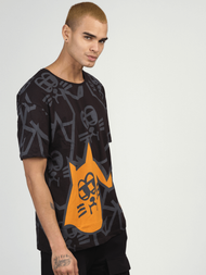 T-Shirt męski z nadrukiem czarny OZONEE MR/21535