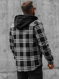 Koszula flanelowa męska ocieplana czarno-biała OZONEE O/3A91/1