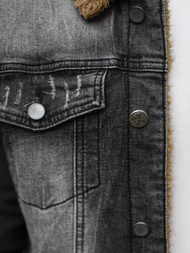 Kurtka męska jeansowa sherpa czarna OZONEE NB/MJ520NZ