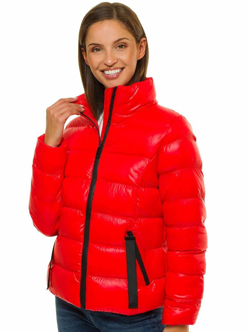 Kurtka pikowana damska czerwona OZONEE JS/M23061/5