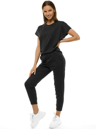 Komplet dresowy dwuczęściowy damski czarny OZONEE O/MB1001/21