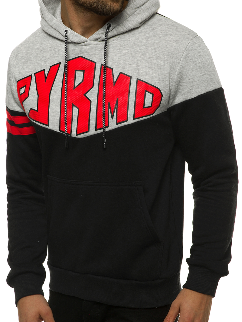 Bluza z kapturem męska szaro-czarna OZONEE JS/KS2133