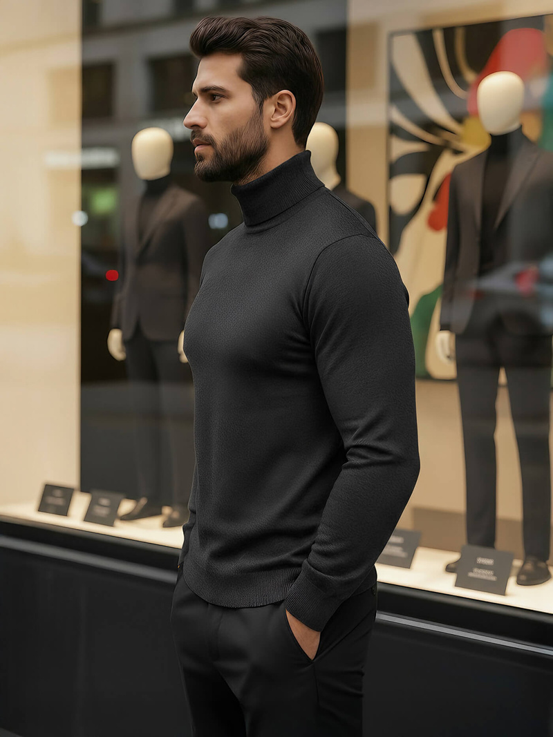 Sweter męski golf grafitowy OZONEE V/V24504