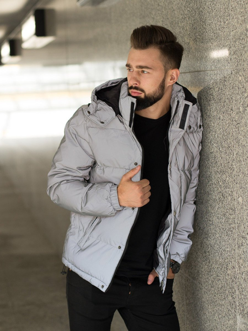 Kurtka męska zimowa srebrna OZONEE JB/JP1167