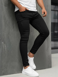 Spodnie jeansowe męskie slim fit czarne OZONEE DO/2820/1