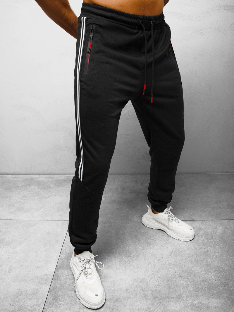 Spodnie dresowe męskie czarne OZONEE JS/68K10338