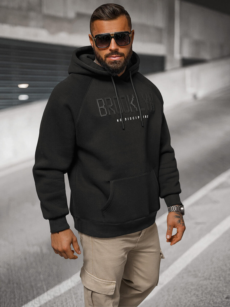 Bluza z kapturem oversize czarna OZONEE O/SWE23040Z