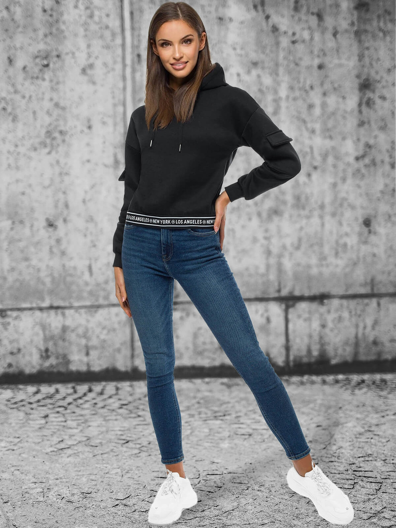 Bluza z kapturem damska czarna OZONEE JS/B26030