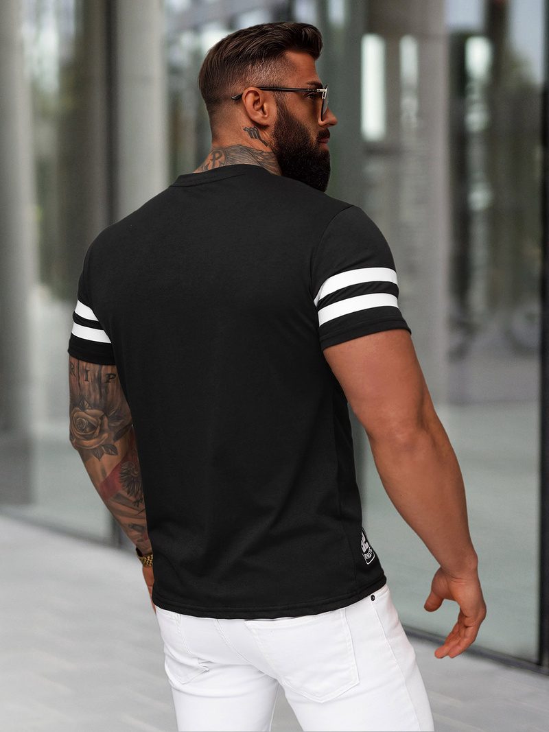 T-shirt męski slim fit czarny OZONEE JS/8B1391/3