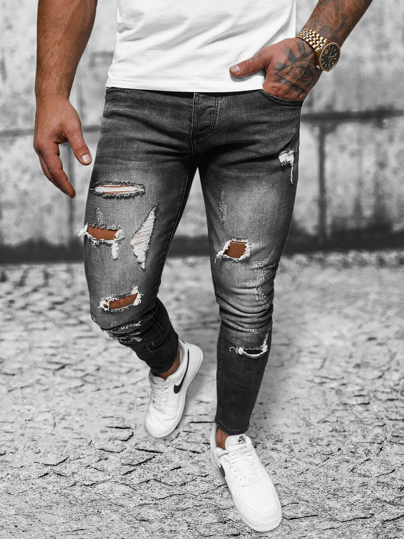 Spodnie jeansowe męskie czarne OZONEE NB/MP0086N